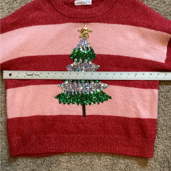 Primark Cares Women’s Sequined Christmas Tree Sweater, pink and red stri… - Picture 11 of 11